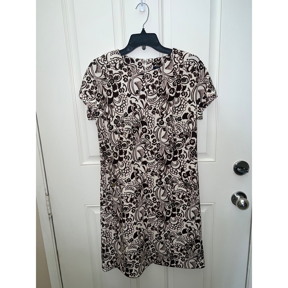 NWT Tommy Hilfiger Brown White Floral Scuba Sheath Dress with Pockets Sz 6